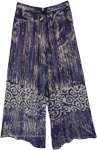 Navy Blue Hippie Hues Flowy Casual Long Pants [9316]