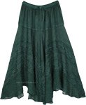 Bottle Green Maxi Skirt with Glitter Embroidery