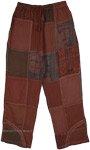 Terracotta Patchwork Cotton Pants with Drawstring