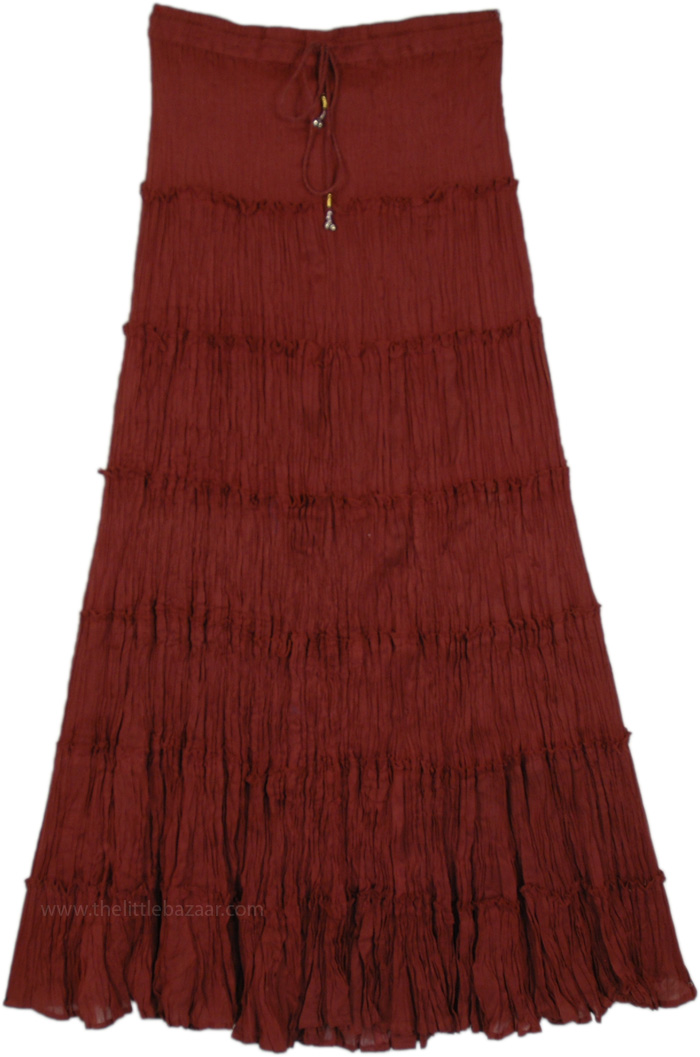 Cinnamon Choco Broomstick Seven Tiered Cotton Skirt