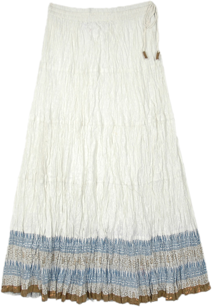 Lunar Fairy White Crinkled Cotton Long Skirt
