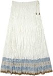 Tiered White Skirt with Elastic Waist and Tassel  [9355]