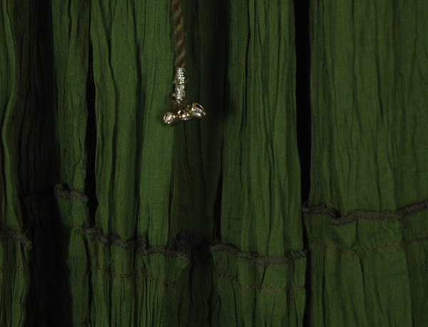 Super Green Seven Tier Full Cotton Skirt with Lining