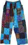 Monochromatic Assorted Indian Garden Garden Boho Chic Patchwork Trousers  [9363]