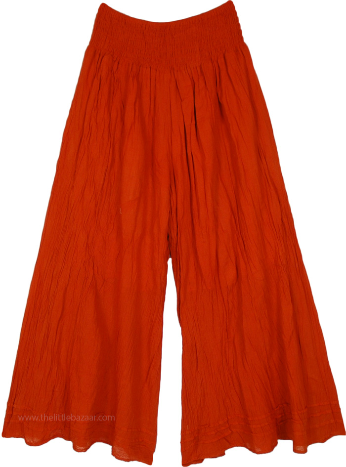 The Orange Terrace Wide Leg Shirred Waist Palazzo Pants