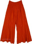 Orange Blaze Palazzo Pants with Pin Tucks at Bottom [9395]