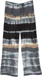 Black Rainbow Tie Dye Side Cut Palazzo Pants for Women