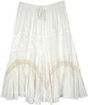 Wave Crochet Off White Skirt with Floral Embroidery