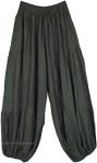 Mercury Green Solid Rayon Harem Trousers