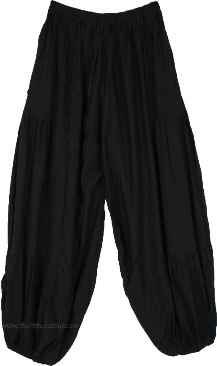 Charcoal Solid Rayon Harem Trousers | Black | Split-Skirts-Pants, Yoga