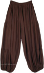 Caramel Mocha Solid Rayon Harem Trousers