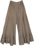 Khadi Cotton Loose Summer Pants with Flared Bottom and Front Pockets [9448]