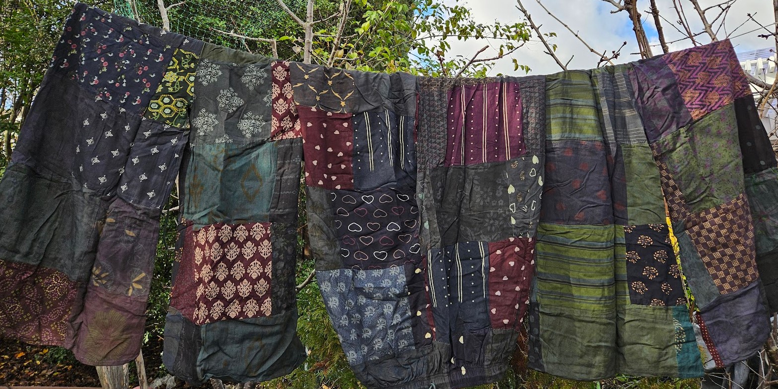Midnight Festivities Rayon Patchwork Boho Trousers