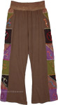 Retro Pants with Patchwork Embroidery with Bell Bottom Style [9460]