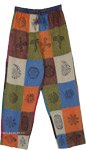 Boho Style Cotton Trousers with Multicolored Patchwork [9469]