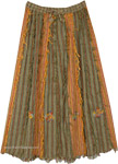 Olive Fiesta Patchwork Cotton Frill Fringe Skirt