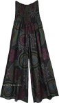 Dark Semi Sheer Cotton Dark Floral Pants with Flare [9491]