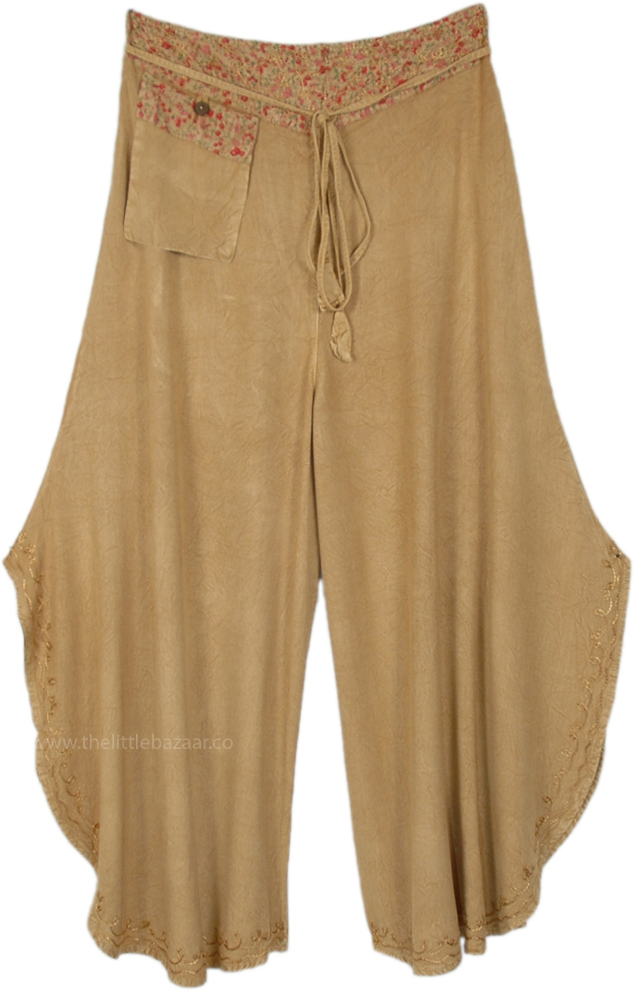 Light Acorn Elephant Palazzo Pants