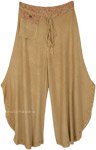 Boho Chic Summer Split Pants in Brown Rayon  [9503]
