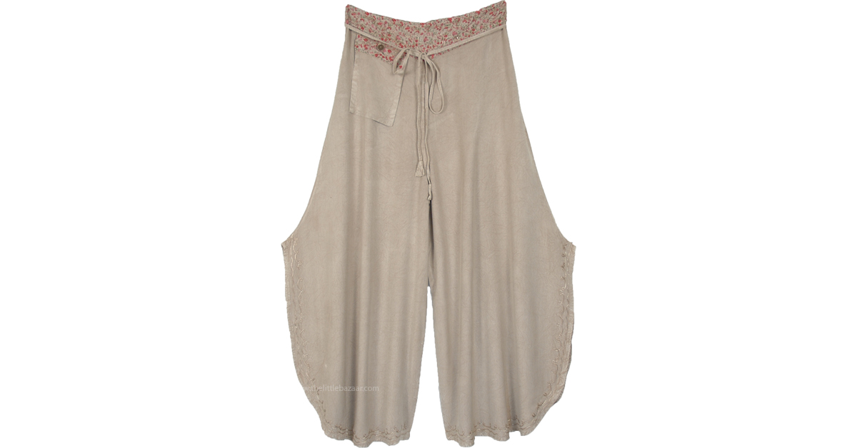 パンツ Siyazu SIPT7074 Labelle Slit Slacks_Beige high-waist-wide-leg-high-slit-