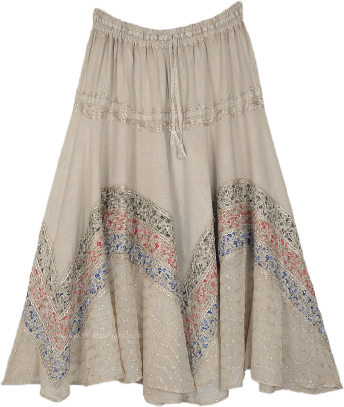 Trichromatic Sand Flowy Chic Long Skirt