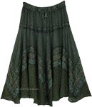 Green Womens Vintage Rayon Long Skirt [9509]
