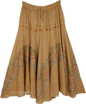 Brown Womens Vintage Rayon Long Skirt [9510]