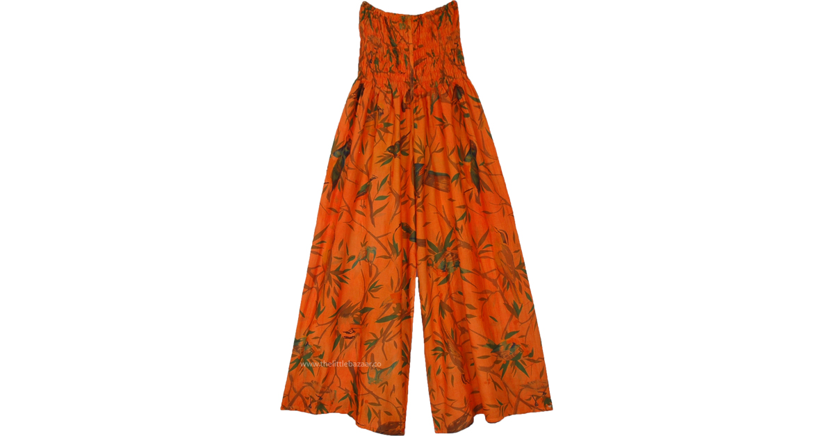 Bird Of Paradise Orange Split Skirt Beach Pants Orange SplitSkirts