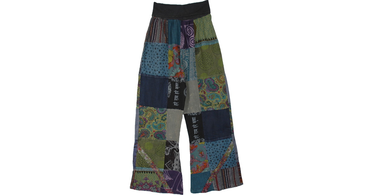 【STOF(ストフ)】Mad Patchwork Wide Pants Unisex Patchwork Pants With Multi-textured Patches, Thick