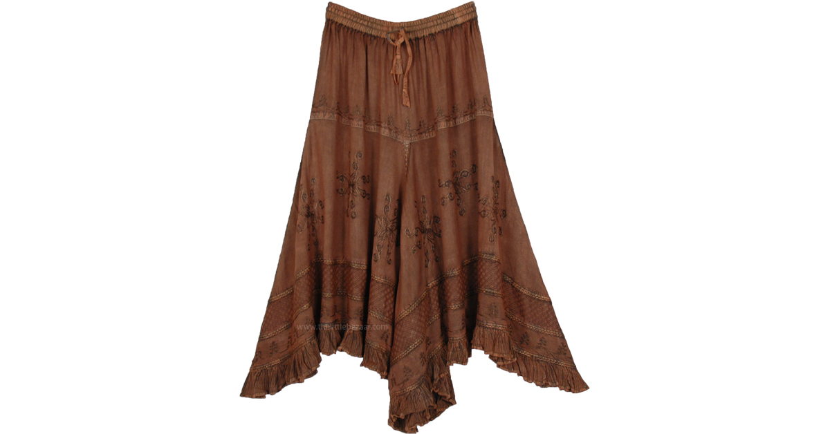 ◆Loulouseoul◆ Unbar Frill Maxi Skirt Brown Altar'd State Tiered Ruffle Maxi Skirt Boho Hippie Western