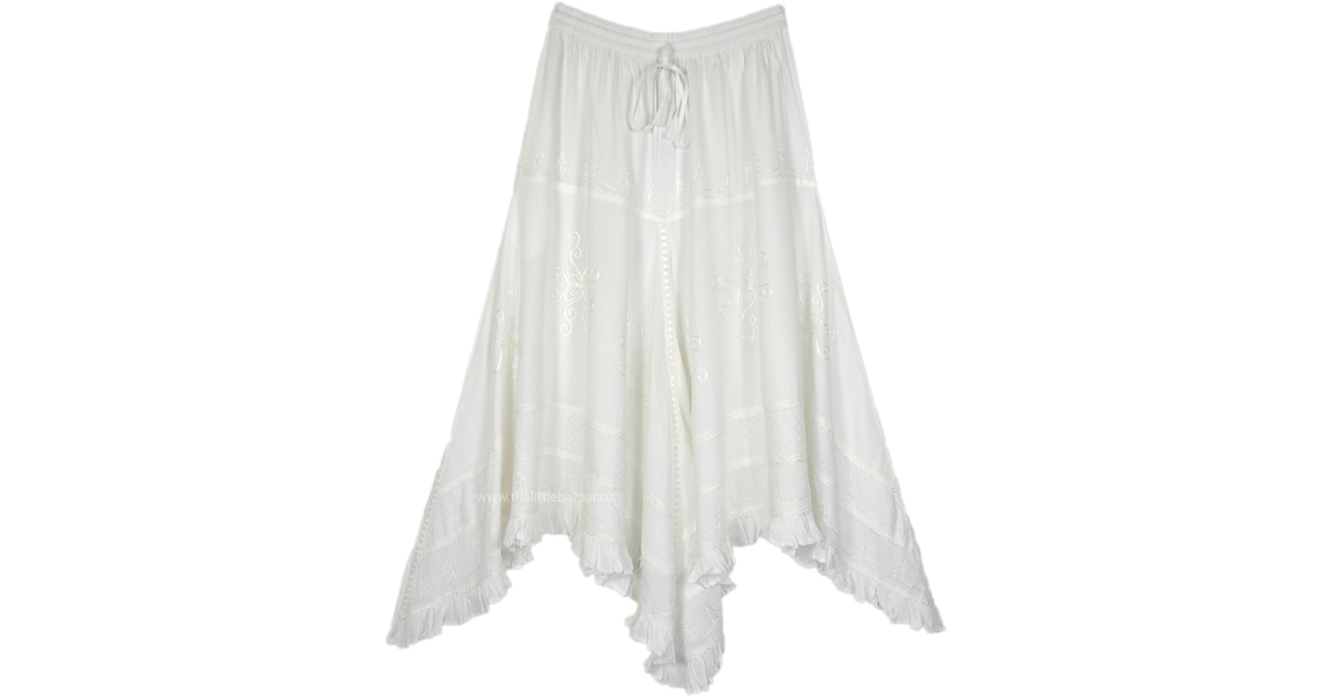 Beluga White High Low Fairycore Skirt | White | Embroidered, XL-Plus ...