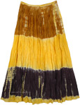 Crinkled Cotton Yellow Tie Dye Short Skirt [9575]