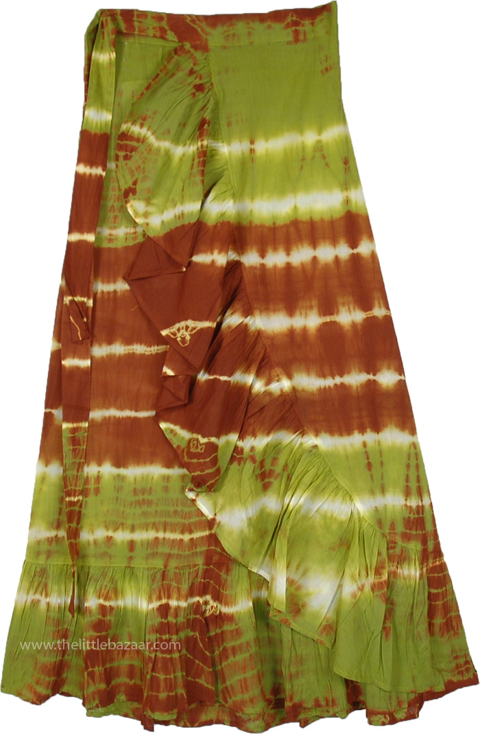 JadeTie Dye Beach Party Skirt, Woody Meadows Cotton Frills Wrap Skirt