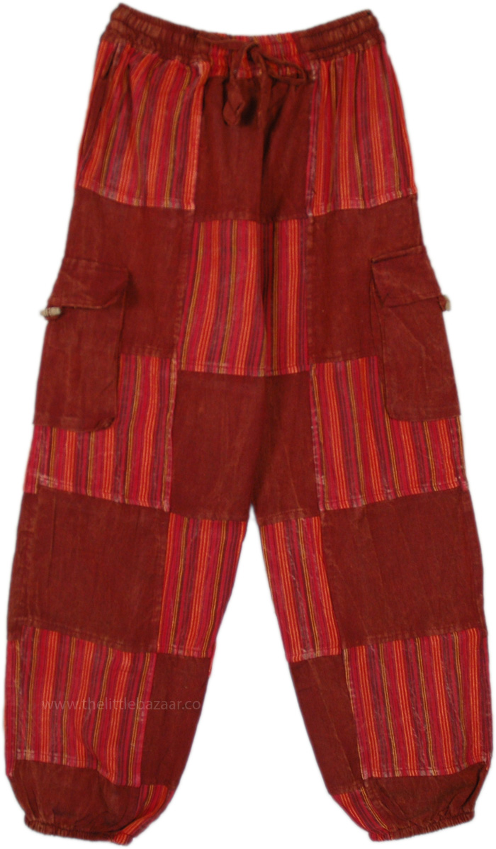 Red Smoke Hippie Patchwork Harem Pants