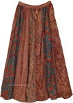Long Vertical Panels Floral Patchwork Skirt [9644]