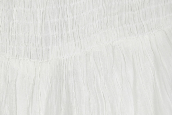 Milk White Cover Up Pants with Smocked Elastic Waist