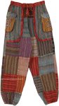 Unisex Yoga Bohemian Harem Pants with Striped Patchwork [9681]
