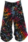 Black Rainbow TieDye Womens Gaucho Pants