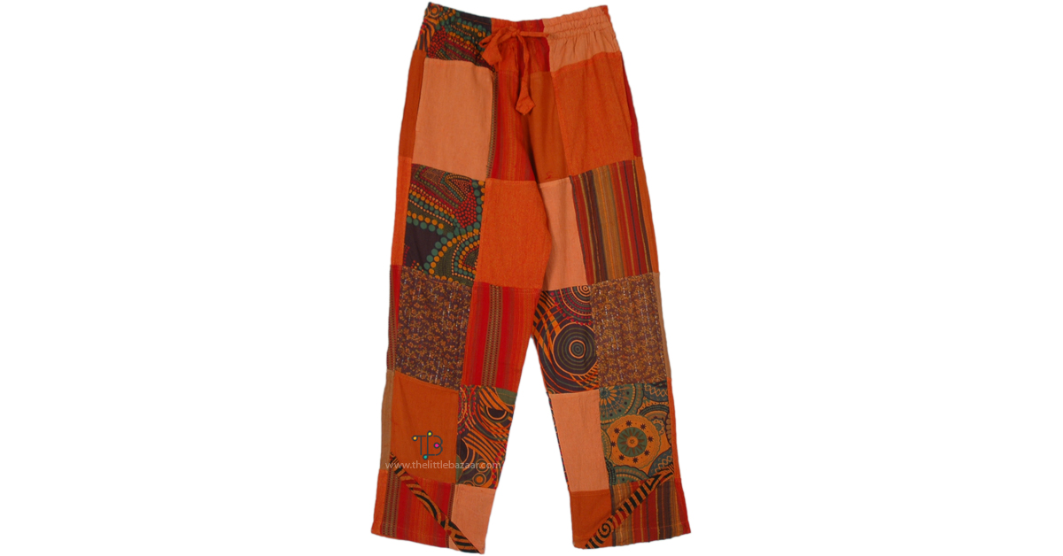 タグ付✨Eaphi cotton lace patchwork pants Thai Hippie Patchwork Cotton Joggers, Patchwork Drawstring