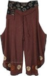 Brown Floral Elephant Palazzo Cotton Pants