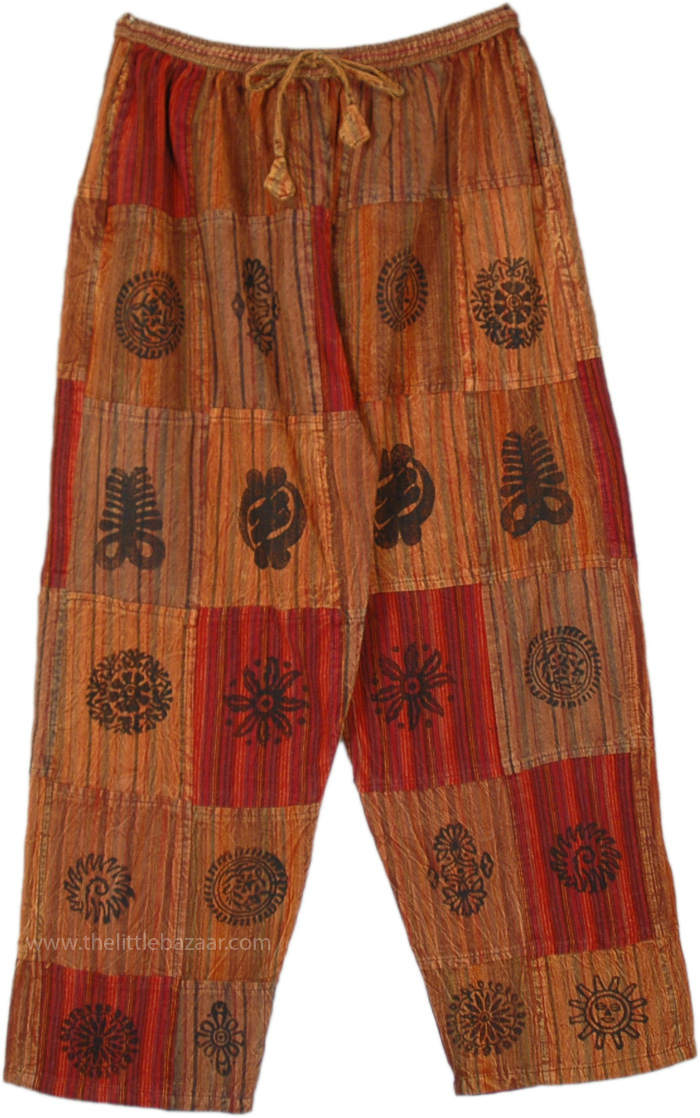 Sunrise Orange Patchwork Wide Hippie Pants