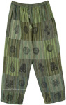 Green Striped Cotton Narrow Fit Pants [9746]