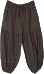 Olive Solid Natural Cotton Wide Harem Trousers