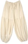 Cream Natural Cotton Wide Harem Trousers