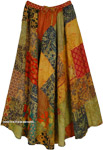 Down To Earth Boho Patchwork Cotton Maxi Skirt