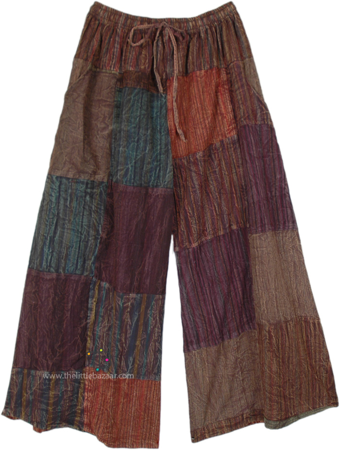 Harvest Salad Patchwork Wide Leg Boho Pants