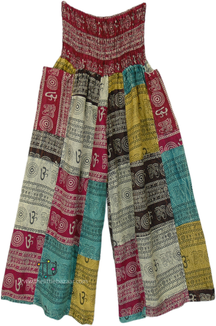 Hippie Spirited Patchwork Gaucho Flowy Pants | Multicoloured | Split ...