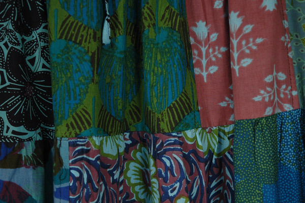 XL Waist Puerto Rico Teal Cotton Patchwork Skirt