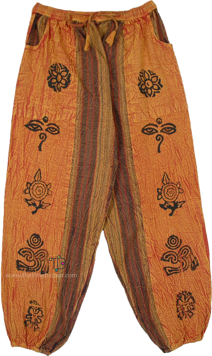 Saffron Block Printed Hippie Harem Pants