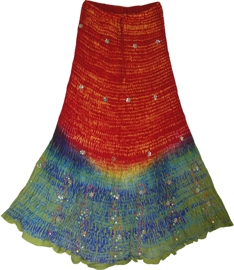 Boho Silk Skirt with Sequins
